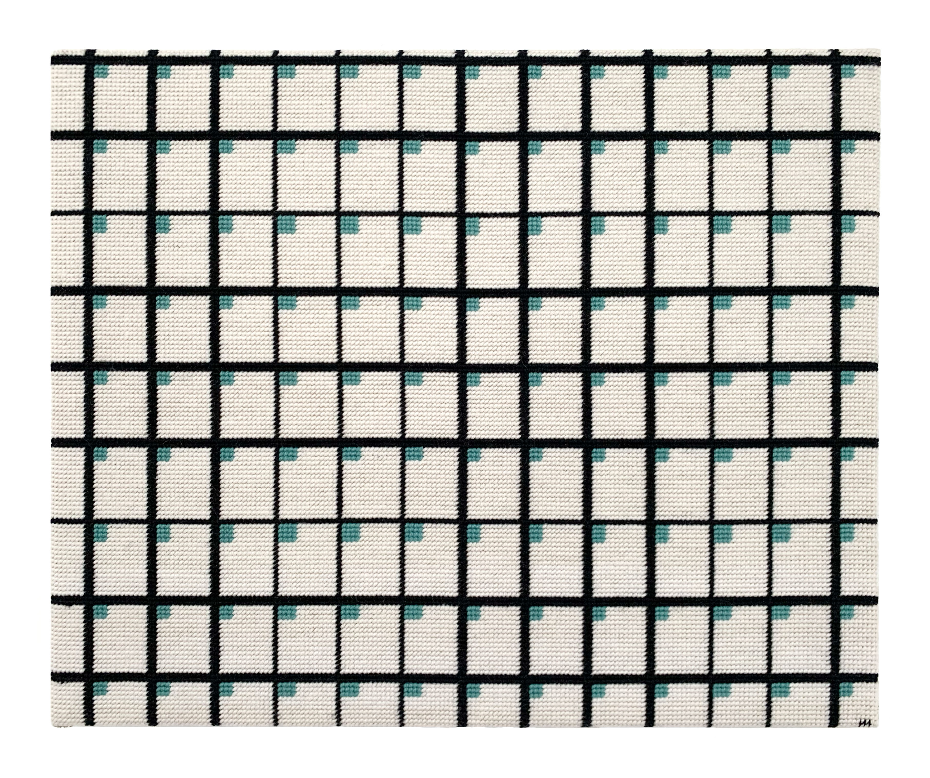  / Needlepoint of a tile pattern in one of the rooms of the mansion in *Maniac Mansion*—video game conceived by Ron Gilbert and Gary Winnick—in its C64 version. Art by artist Marine Beaufils.